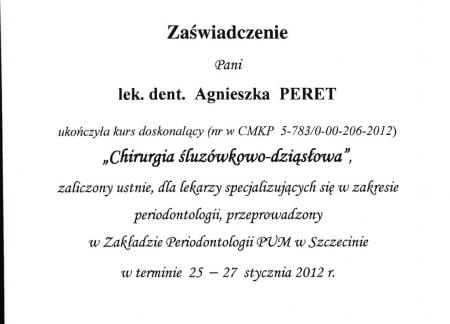 Agnieszka Peret Certyfikaty