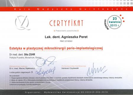 Agnieszka Peret Certyfikaty