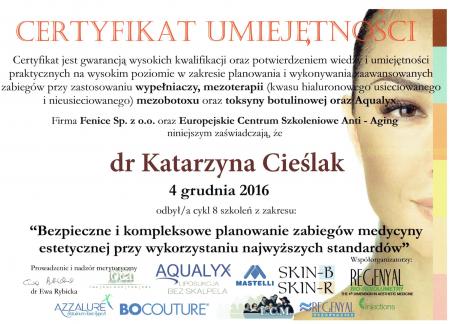 Katarzyna Cieślak Certyfikaty