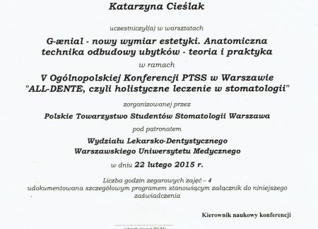 Katarzyna Cieślak Certyfikaty