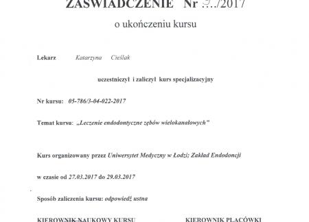 Katarzyna Cieślak Certyfikaty