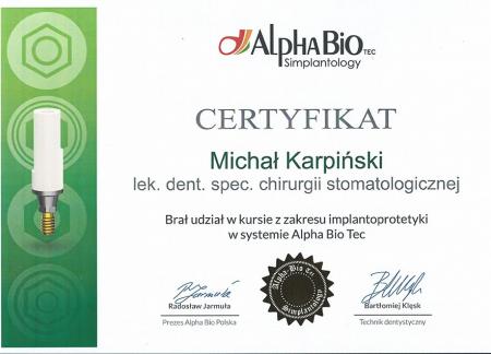 Michał Karpiński Certyfikaty