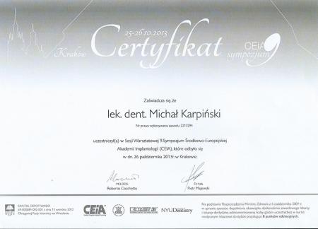 Michał Karpiński Certyfikaty