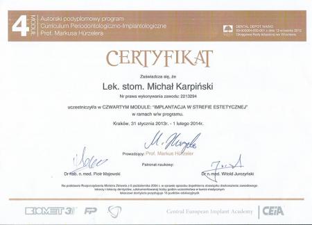 Michał Karpiński Certyfikaty