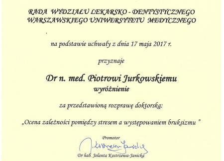 Piotr Jurkowski Certyfikaty